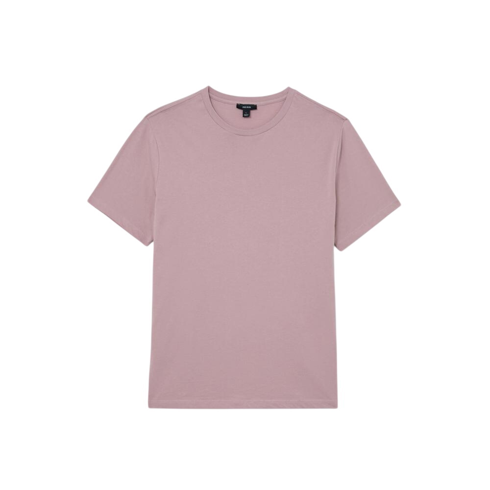 REISS Bless Marl Cotton Crew-Neck Tailored-Fit T-Shirt in Dusty Rose